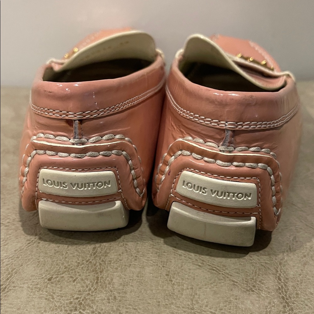 Louis Vuitton Pink Patent Leather Loafers with Gold Hardware - Picture 4 of 8